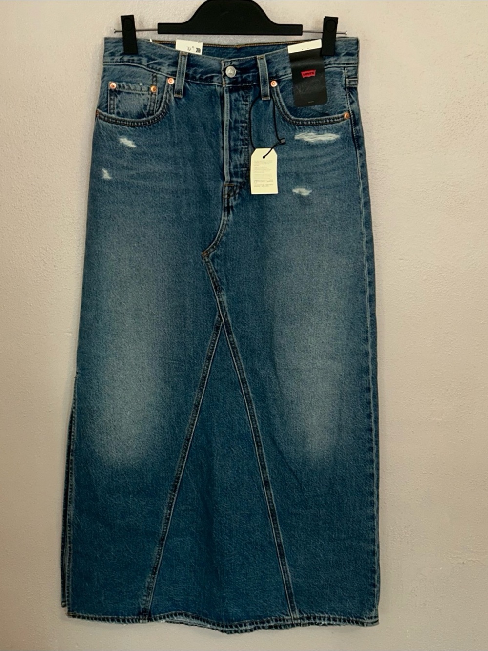 Levi's Dark Blue Denim Maxi Skirt with Panel Seams